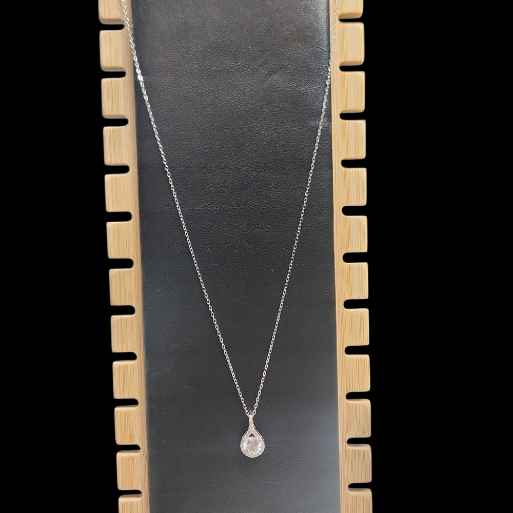 Moissanite Teardrop Pendant Necklace 925 Sterling Silver